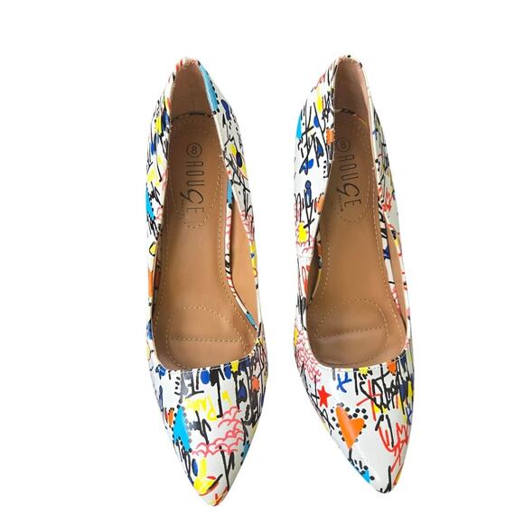 Rouge Helium Size 8M stiletto pump heel graffiti party datenight artist - Picture 2 of 10